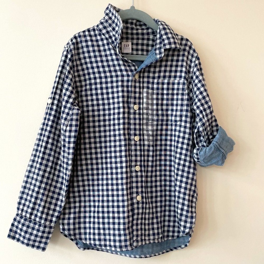 Gap Kids Gingham Flannel Button Down Sz S (6/7)